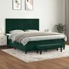 vidaXL Cama box spring con colch&oacute;n terciopelo verde oscuro 160x200 cm
