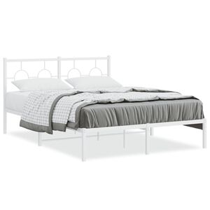 vidaXL Estructura cama sin colch&oacute;n con cabecero metal blanco 140x200cm