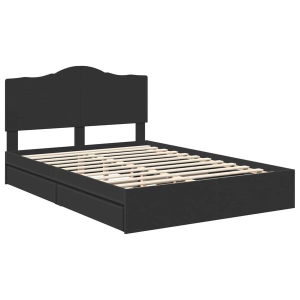 vidaXL Cama con almacenamiento Negro 140 x 190 cm Madera de ingenier&iacute;a