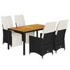 vidaXL Set de muebles jard&iacute;n 5 pzas con cojines rat&aacute;n sint&eacute;tico negro