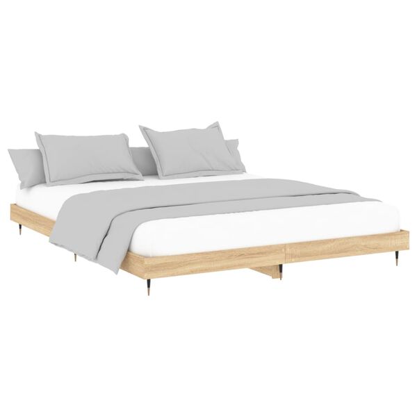 vidaXL Estructura de cama madera de ingenier&iacute;a roble Sonoma 160x200 cm