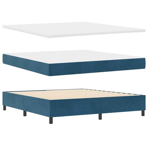 vidaXL Cama tipo Box Spring Azul oscuro 180 x 200 cm Terciopelo