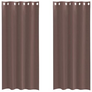 vidaXL Cortinas de gasa con ojales 2 uds marr&oacute;n 140x245 cm