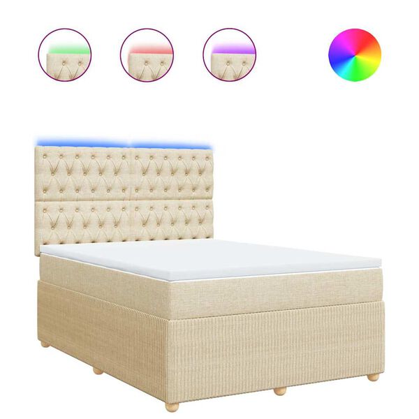 vidaXL Cama box spring con colch&oacute;n tela color crema 140x200 cm