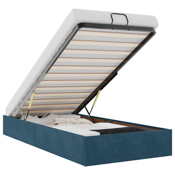 vidaXL Estructura de cama otomana sin colch&oacute;n terciopelo azul oscuro