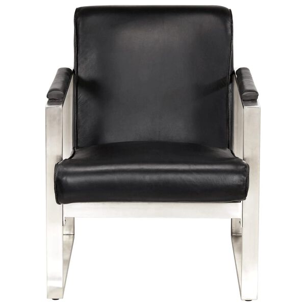 vidaXL Sill&oacute;n de cuero aut&eacute;ntico negro 60x73x77 cm