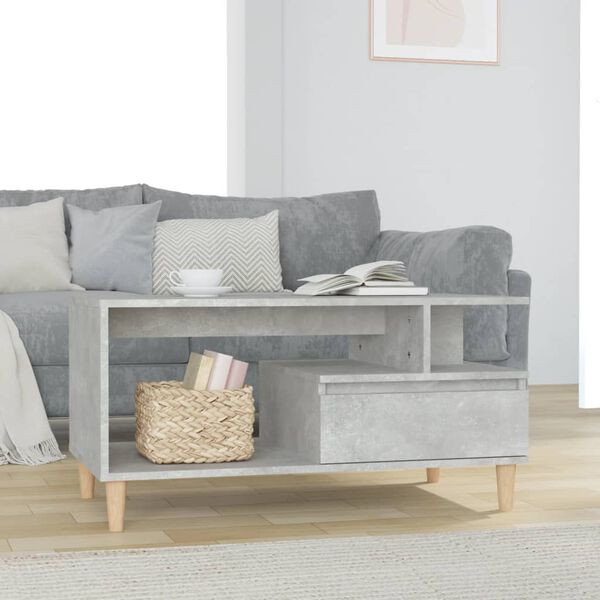 vidaXL Mesa de centro madera contrachapada gris hormigón 90x49x45 cm