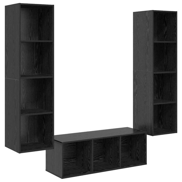 vidaXL Conjunto de mueble de TV 3 pcs Roble Negro Madera contrachapada