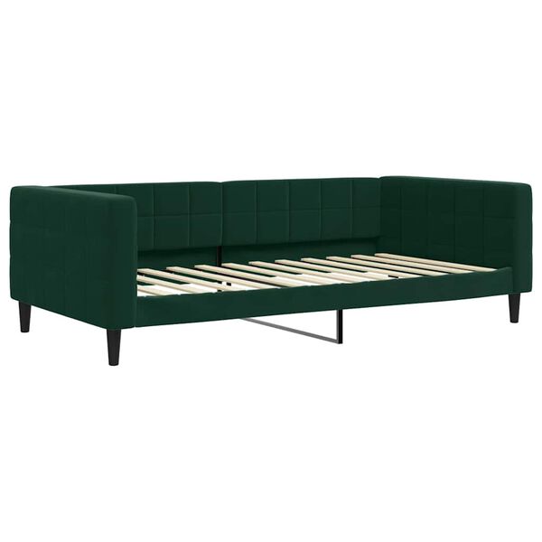 vidaXL Sof&aacute; cama sin colch&oacute;n terciopelo verde oscuro 100x200 cm