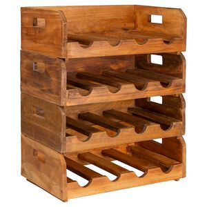vidaXL Botelleros para 16 botellas 4 piezas madera maciza de caoba