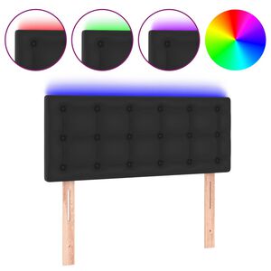 vidaXL Cabecero con luces LED cuero sint&eacute;tico negro 80x5x78/88 cm