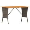 vidaXL Mesa de jard&iacute;n superficie de madera rat&aacute;n PE gris 105x75x72 cm