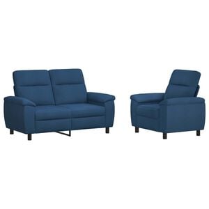 vidaXL Juego de Sof&aacute; 2 pcs Azul Tela