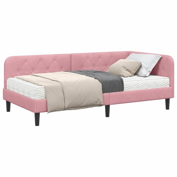 vidaXL Estructura de cama en esquina Rosa 100 x 200 cm Terciopelo