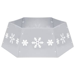 vidaXL Falda del &aacute;rbol de Navidad plateada y blanca &Oslash;68x25 cm