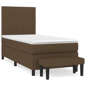 vidaXL Cama box spring con colch&oacute;n tela marr&oacute;n oscuro 90x190 cm