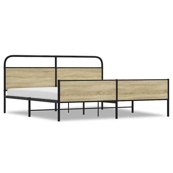 vidaXL Estructura de cama sin colch&oacute;n metal roble Sonoma 200x200 cm