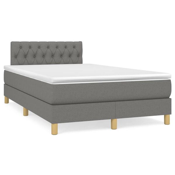 vidaXL Cama box spring con colch&oacute;n tela gris oscuro 120x200 cm