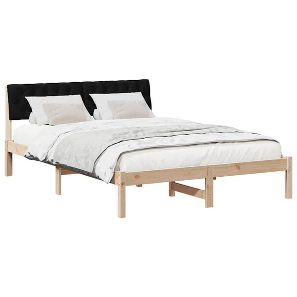 vidaXL Estructura de cama con cabecera Marr&oacute;n y negro 150 x 200 cm
