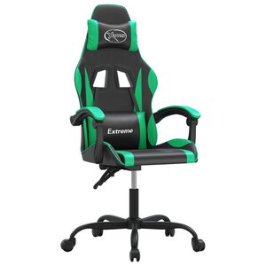 vidaXL Silla gaming cuero sint&eacute;tico negro y verde