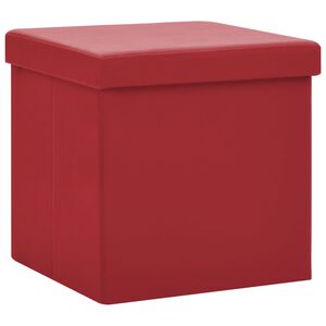 vidaXL Taburete con almacenaje plegable rojo vino tinto PVC