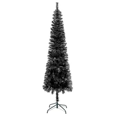 vidaXL Árbol de Navidad delgado con luces y bolas negro 240 cm
