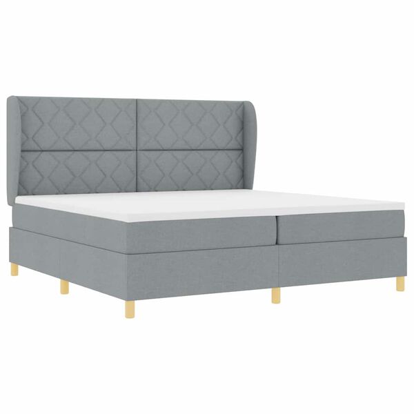 vidaXL Cama tipo Box Spring con colch&oacute;n Gris Claro 200 x 200 cm tela