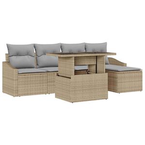 vidaXL Conjunto de sof&aacute; de jard&iacute;n 6 uds. Beige y Gris Claro