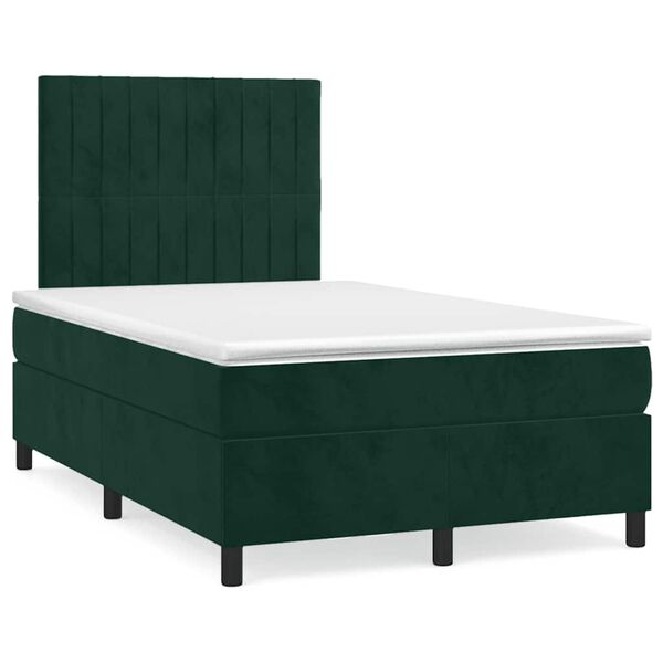 vidaXL Cama box spring con colch&oacute;n terciopelo verde oscuro 120x200 cm
