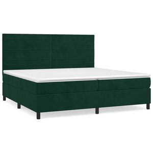 vidaXL Cama box spring con colch&oacute;n terciopelo verde oscuro 200x200 cm