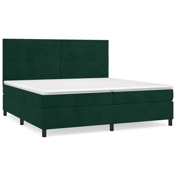 vidaXL Cama box spring con colch&oacute;n terciopelo verde oscuro 200x200 cm