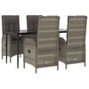 vidaXL Set comedor jardín 5 pzas y cojines ratán sintético negro gris