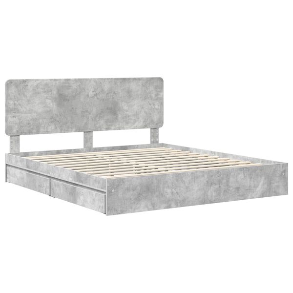 vidaXL Cama con almacenamiento con cabecera Gris Concreto 200 x 200 cm