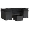 vidaXL Set de comedor de jard&iacute;n 7 pzas y cojines rat&aacute;n sint&eacute;tico negro