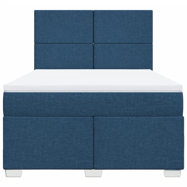vidaXL Cama box spring con colch&oacute;n tela azul 160x200 cm