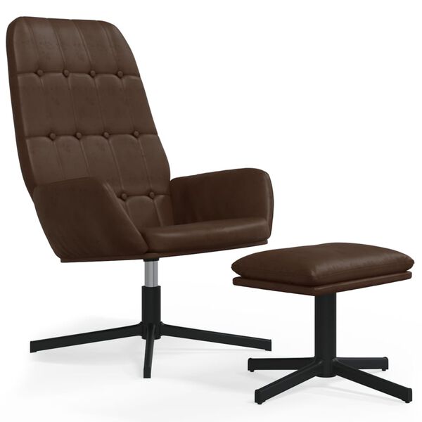 vidaXL Sillón de relax con reposapiés cuero artificial marrón brillo