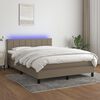 vidaXL Cama box spring colch&oacute;n y luces LED tela gris taupe 140x190 cm