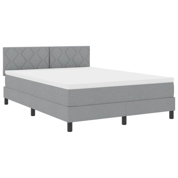 vidaXL Cama tipo Box Spring con colch&oacute;n Gris claro 140 x 200 cm tela