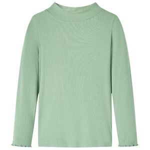 Camiseta infantil manga larga cuello alto color menta oscuro 128