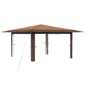 vidaXL Gazebo sin pared lateral 4 x 4 m Beige y Marr&oacute;n