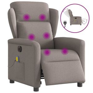 vidaXL Sill&oacute;n reclinable de masaje el&eacute;ctrico tela gris taupe
