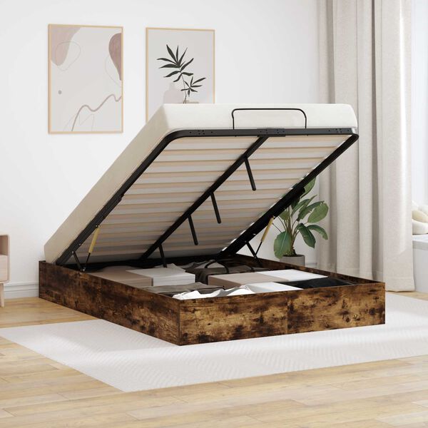 vidaXL Estructura de Cama Ottoman Roble Ahumado 193 x 120 x 25 cm