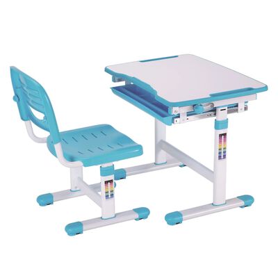Vipack Escritorio niños regulable Comfortline 201 y silla azul blanco