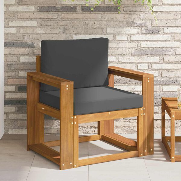 vidaXL Sof&aacute; de exterior Madera de Acacia S&oacute;lida y Poli&eacute;ster Natural