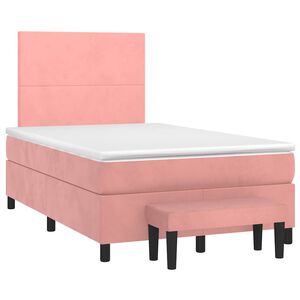 vidaXL Cama box spring con colch&oacute;n terciopelo rosa 120x190 cm