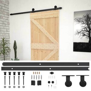 vidaXL Puerta Corredera Natural y negro 80 x 210 cm