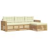 vidaXL Conjunto de sof&aacute;s de exterior 4 uds. Blanco y Crema