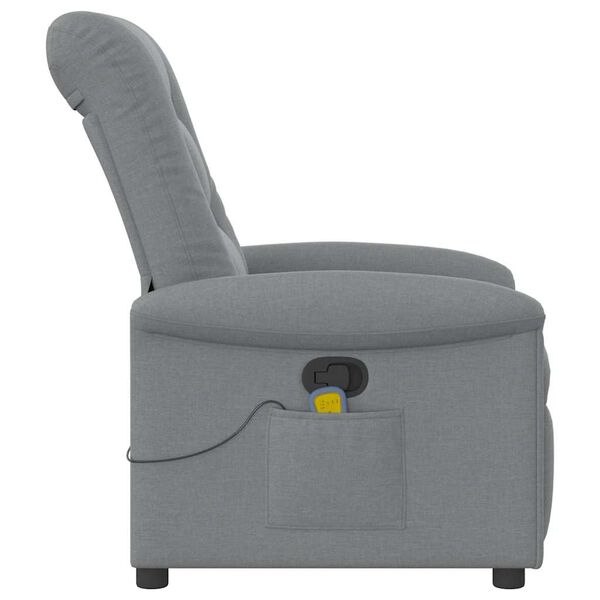 vidaXL Sill&oacute;n reclinable de masaje de tela gris claro