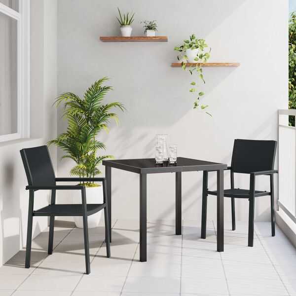 vidaXL Conjunto de Comedor de Jard&iacute;n 3 pcs Negro