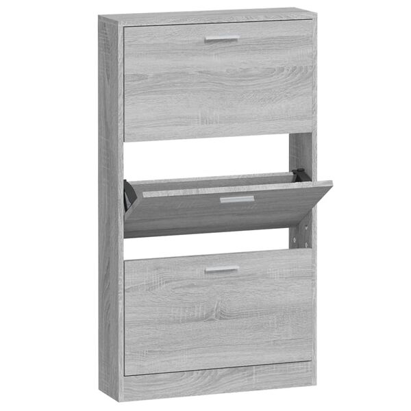 vidaXL Mueble zapatero madera contrachapada gris Sonoma 59x17x108 cm